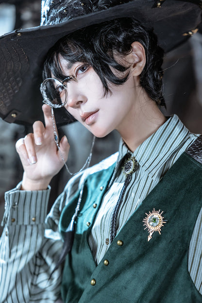 Dark Green Double-breasted Slim Ouji Prince Handsome Lolita Vest