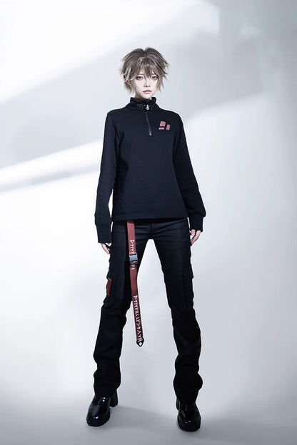 Black [Nameless Blade] Stand Collar Long Sleeves Gothic Prince Ouji Lolita Pants Set