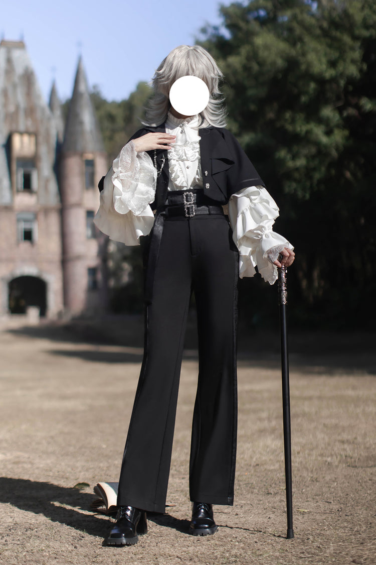 Black [Day and Night Song] Long Sleeves Ruffle Ouji Gothic Lolita Skirt Blouse