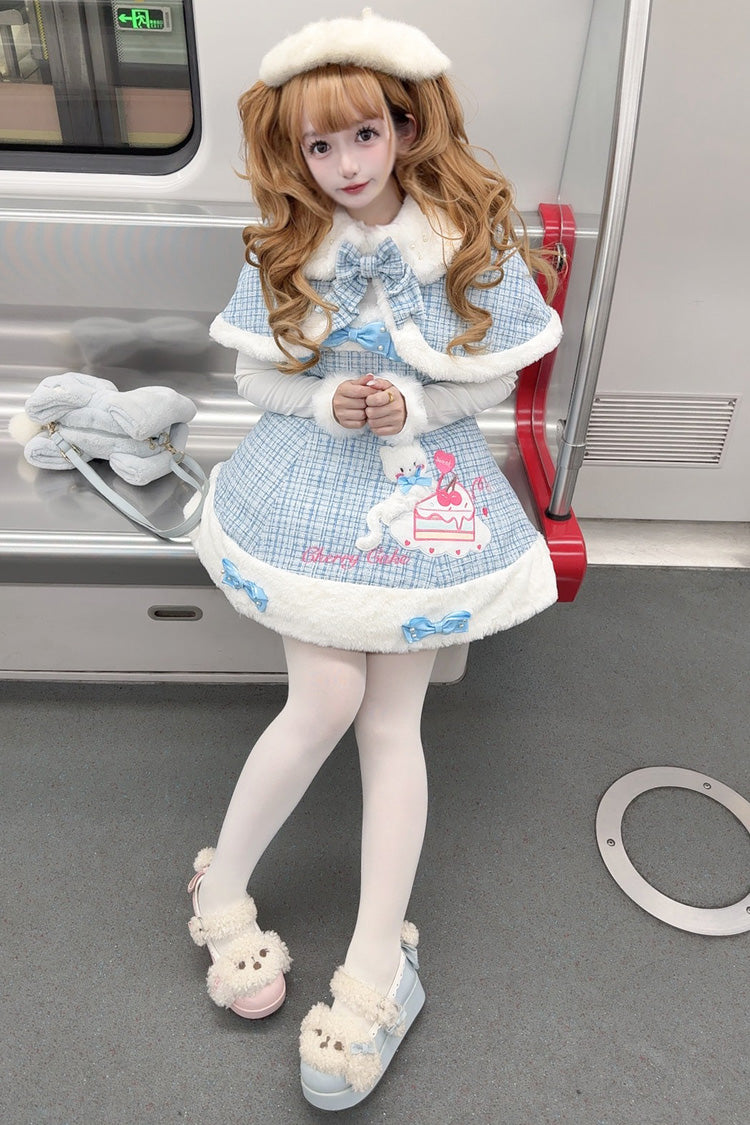Blue Print Embroidery Bowknot Sweet Princess Lolita Jsk Dress
