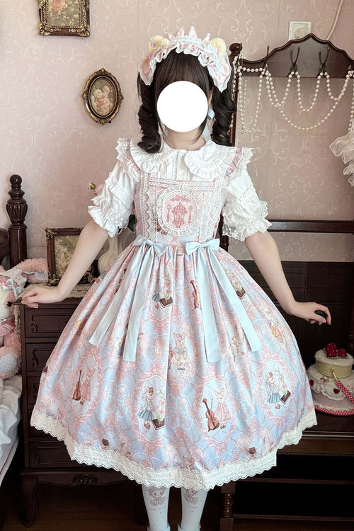 [Sweetheart Party] Sleeveless Printed Ruffled Embroidered Lace Sweet Lolita Jsk Dress 3 Colors