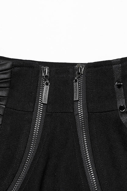 Black Stand Collar Long Sleeves Rivet Women's Gothic Short Jacket
