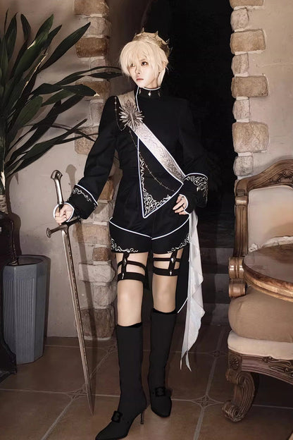 Black [Sword of Oath] Long Sleeves Embroidered Gothic Vintage Knight Prince Ouji Lolita Set