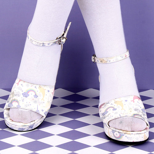 Dreamy Cute Fish Printing Round toe Sweet Lolita Sandals
