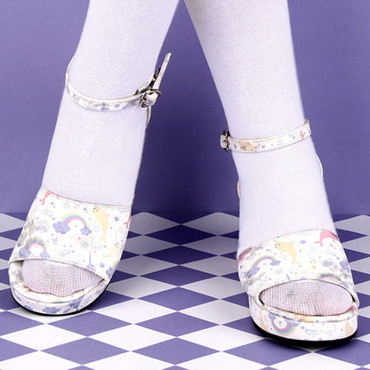 Dreamy Cute Fish Printing Round toe Sweet Lolita Sandals
