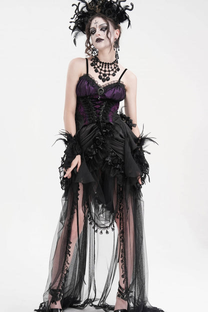 Purple Lace Lace-Up Women's Gothic Overbust Corset