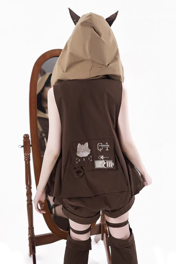 Brown [Fox Trail Chronicles] Sleeveless Hooded Punk Prince Ouji Lolita Set