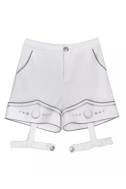 White Bionic Dimension Futuristic Mechanical Style Print Ouji Fashion Lolita Shorts