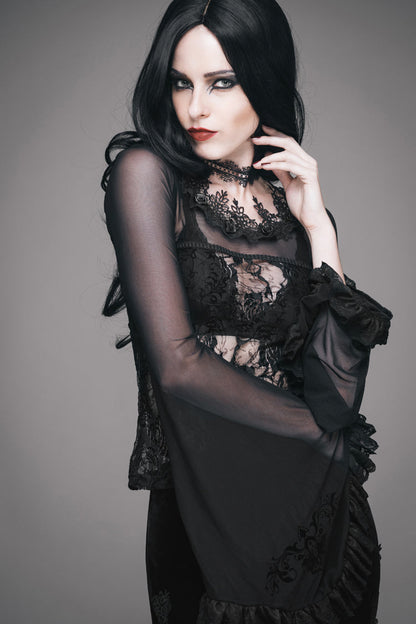 Black Transparent Lace Cotton Waist Fishbone Feather Women's Gothic Flower Corset