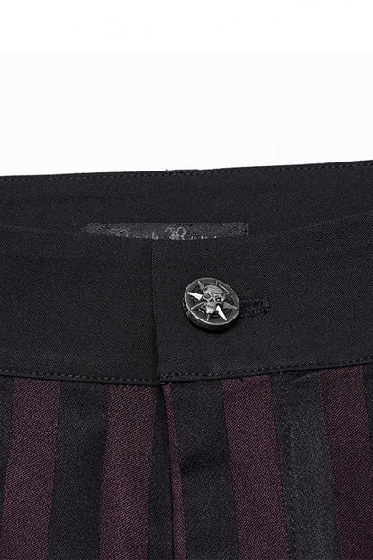 Black/Red High Waisted Striped Print Men's Gothic Suit Pants
