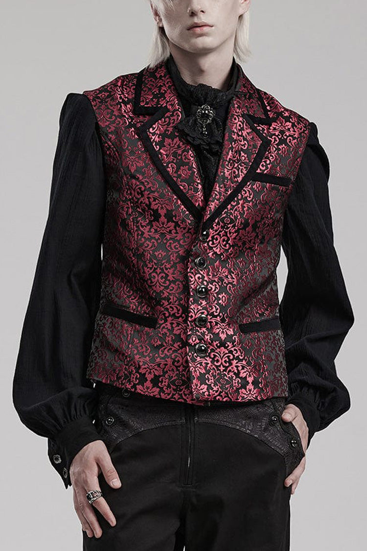 Men's V Collar Sleeveless Print Luxury Gem Four Button Stitching Gothic Vest 2 Colors