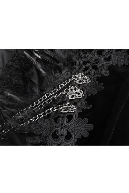 Black Stand Collar Trumpet Sleeves Embroidery Stitching Lace Women's Gothic Jacket