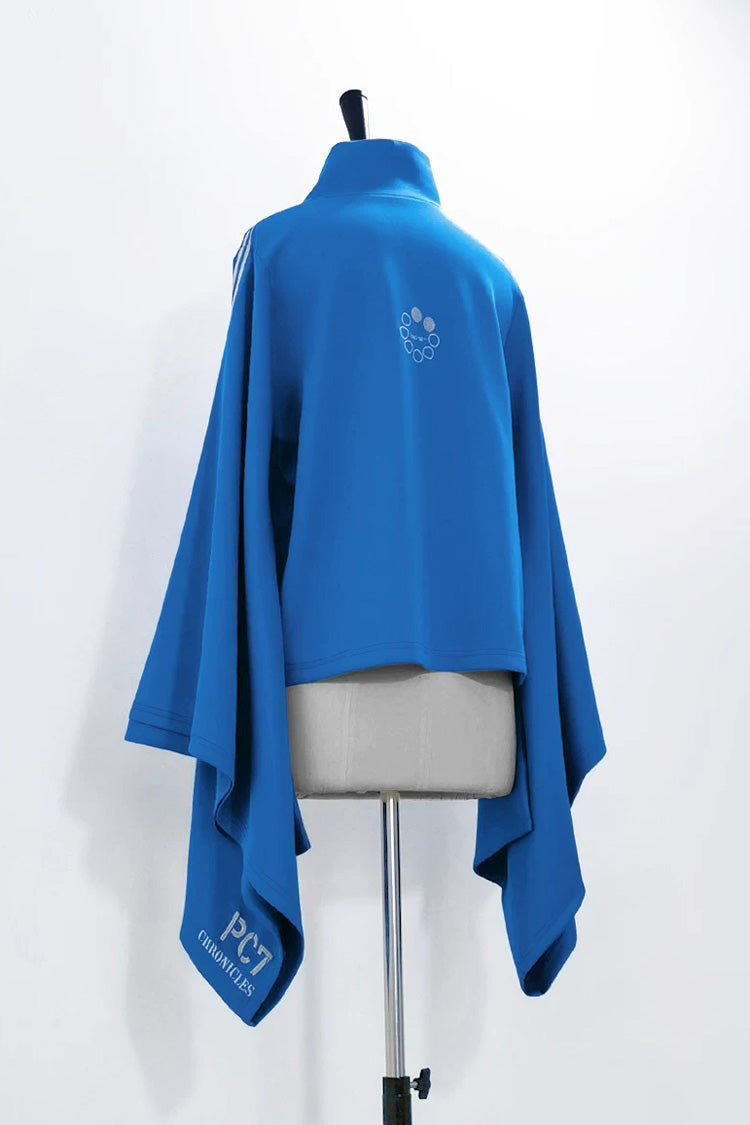 Blue [Network Error] Stand Collar Long Trumpet Sleeves Ouji Gothic Functional Style Japanese Prince Lolita Coat Shorts Set