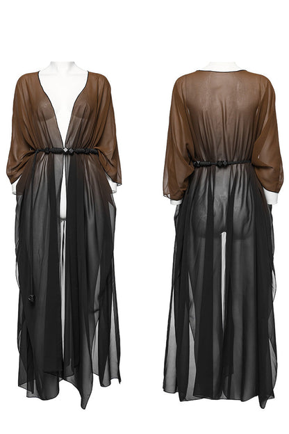 Translucent Loose Ruffle Braided Rope Belt Womens Elegant Gothic Shawl 3 Colors