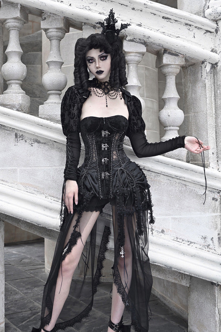 Black [Hell Alice] Hollow Lace-Up Fishbone Gothic Lolita Dress Corset