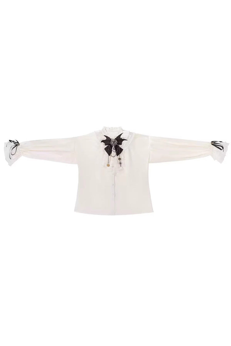 Black [Bunny-Eared Meteorite] Long Sleeves Embroidered Gothic Prince Ouji Lolita Shorts Vest Set