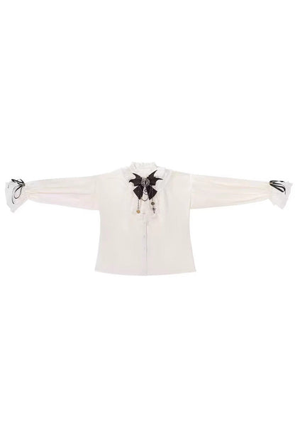 Black [Bunny-Eared Meteorite] Long Sleeves Embroidered Gothic Prince Ouji Lolita Shorts Vest Set