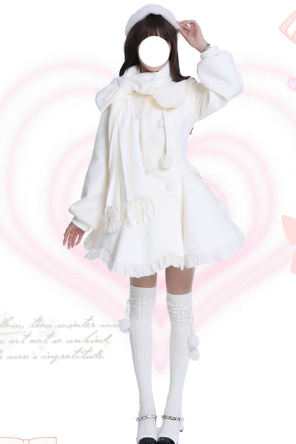[Winter Sonata] Long Sleeves Ruffle Bowknot Sweet Elegant Princess Lolita Coat 2 Colors