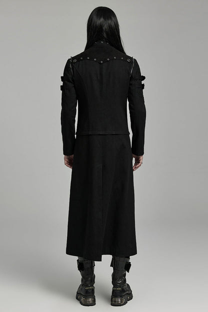 Black Stand Collar Detachable Versatile Men's Punk Coat
