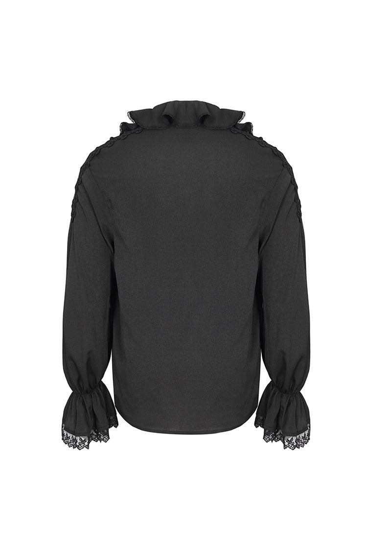 Black Ruffled Collar Puff Sleeved Men's Gothic Shirt