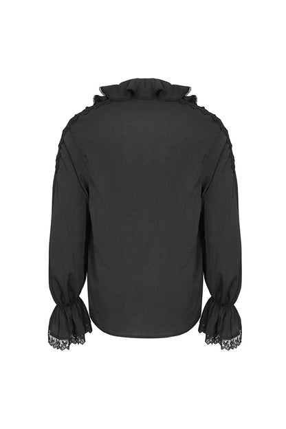 Black Ruffled Collar Puff Sleeved Men's Gothic Shirt