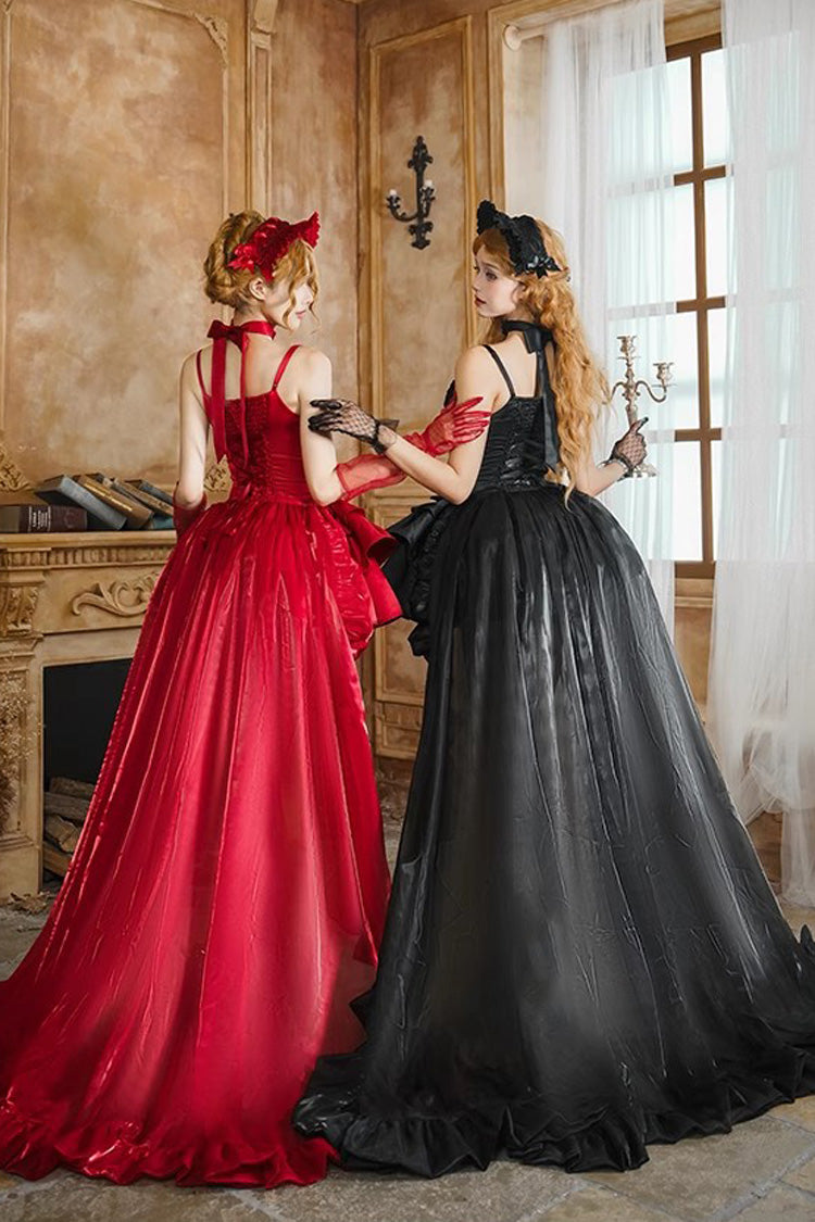Black [Duet] Sleeveless Double-Layered Ruffle Bowknot Gothic Elegant Gorgeous Lolita Jsk Dress