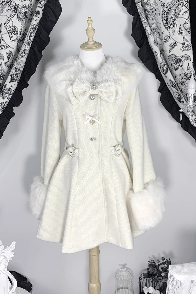 [Velvet Star Dream] Long Sleeves Bow Sweet Jirai Kei Japanese Overcoat 2 Colors