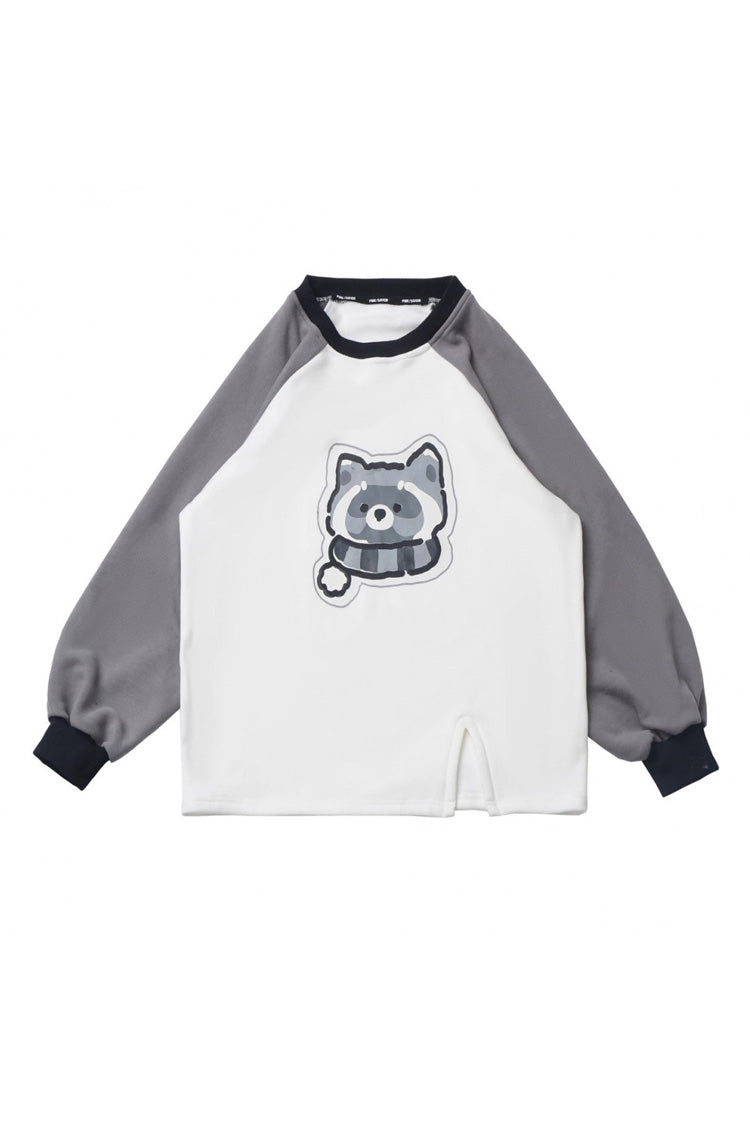 Black/Grey [Little Hibernating Bear] Long Sleeves Hooded Zippered Sweet Lolita Coat and Skirt Set