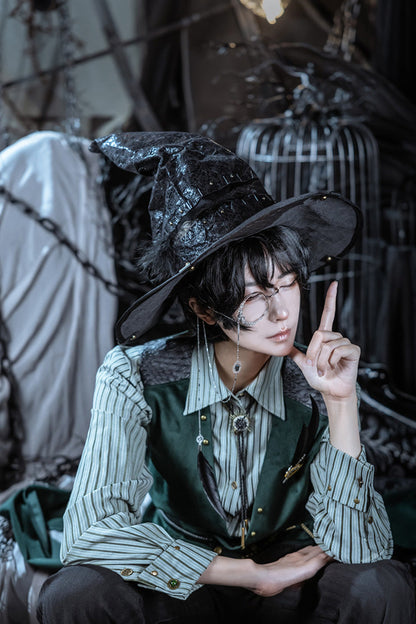 Dark Green Double-breasted Slim Ouji Prince Handsome Lolita Vest