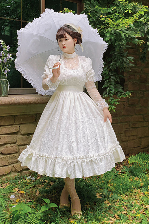 Round Collar Lace Long Sleeves Miss Winnie Plus Size Sweet Lolita OP Dress