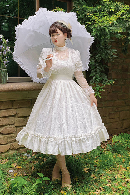 Round Collar Lace Long Sleeves Miss Winnie Plus Size Sweet Lolita OP Dress