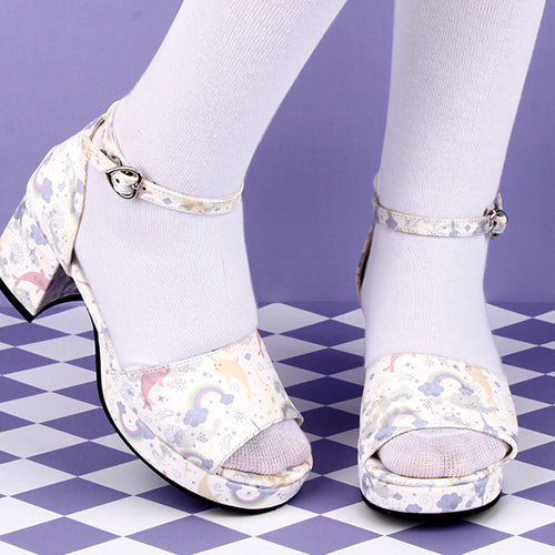 Dreamy Cute Fish Printing Round toe Sweet Lolita Sandals