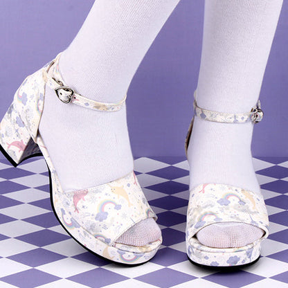 Dreamy Cute Fish Printing Round toe Sweet Lolita Sandals