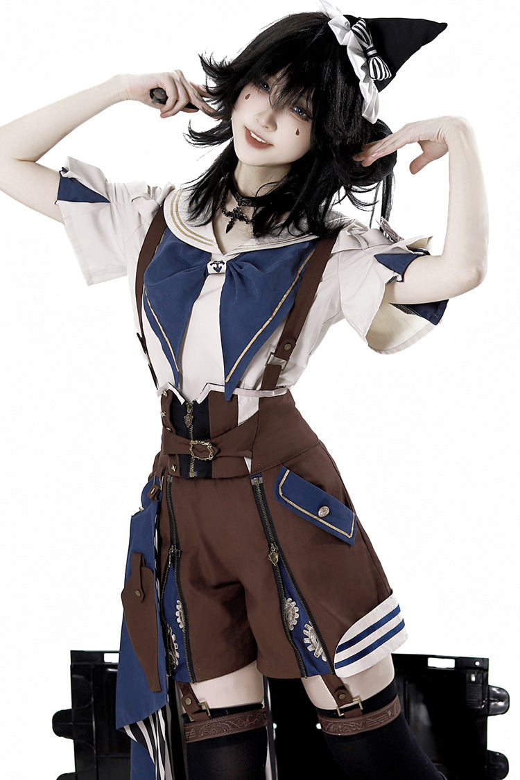 Brown [Inventor of Wonderful Equipment] Ouji Punk Cool Lolita Bib Shorts