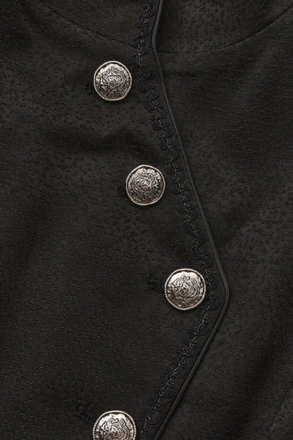 Black [Eternal Gloom Portrait] Back Cross Stand Collar Asymmetric Vintage Elegant Prince Gorgeous Handsome Lolita Coat