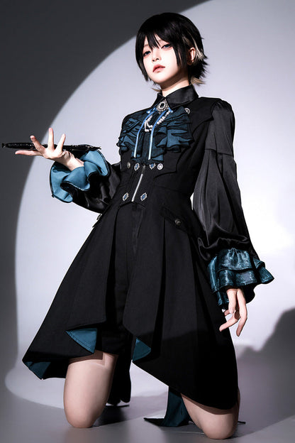 Black [Deep Music] Long Sleeves Gothic Elegant Ouji Lolita Four-piece Set