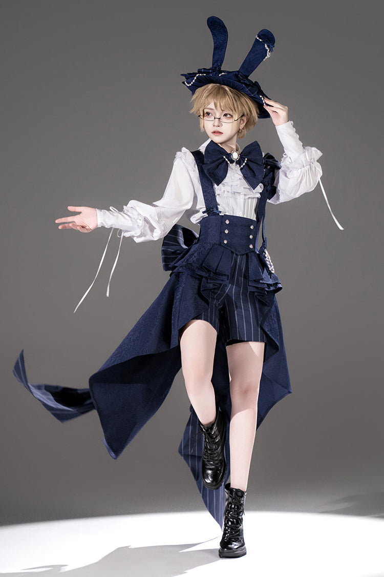 Blue Rabbit Theater Vertical Stripes Print Ouji Fashion Sweet Prince Cool Lolita Shorts