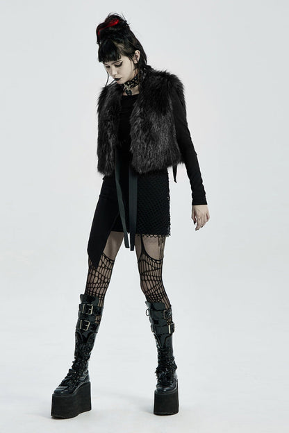 Black Sleeveless Bowknot Side Bandage Womens Steampunk Coat
