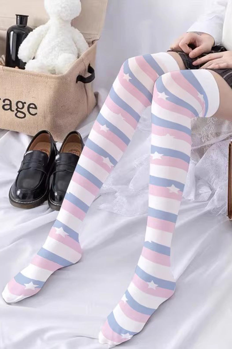 Cute Anime Print Sweet Japanese Lolita Over The Knee Socks 10 Styles