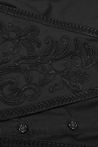 Black Stand Collar Ruffle Lace-Up Women's Gothic Blouse