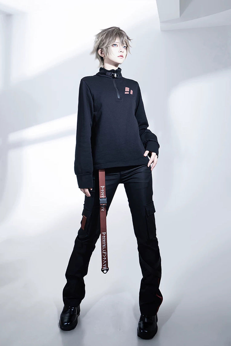 Black [Nameless Blade] Stand Collar Long Sleeves Gothic Prince Ouji Lolita Pants Set