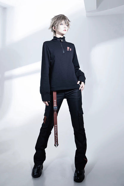 Black [Nameless Blade] Stand Collar Long Sleeves Gothic Prince Ouji Lolita Pants Set