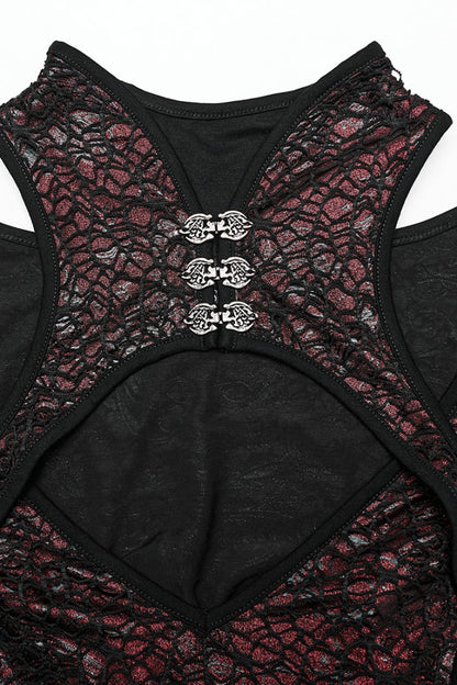 Black/Red Cheongsam Collar Fishtailed Hollow Women's Gothic Dress
