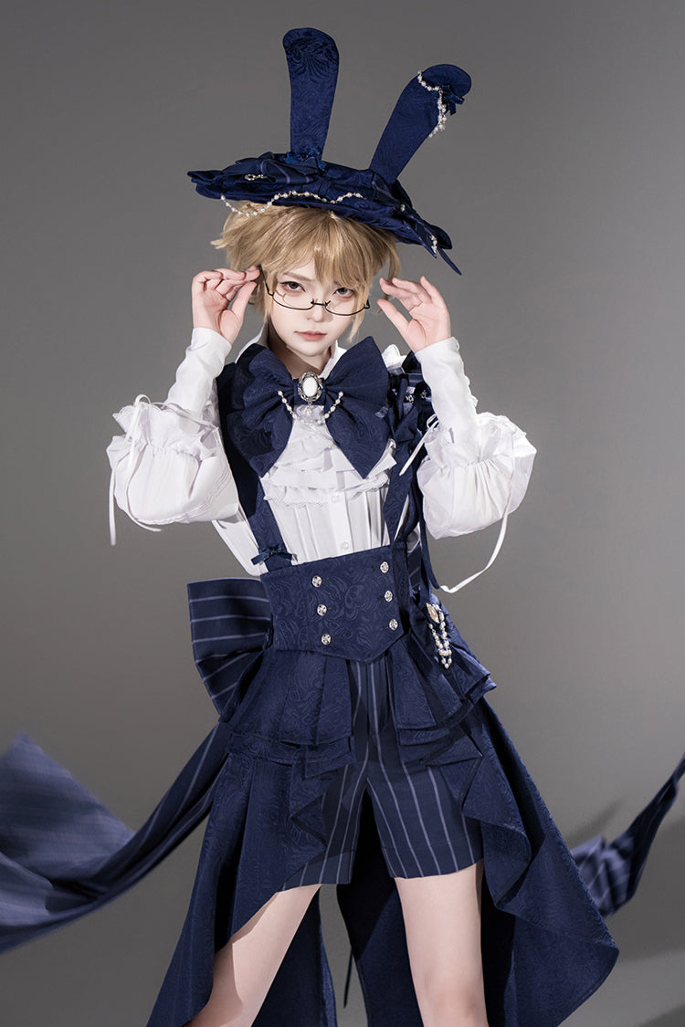 Blue Rabbit Theater Vertical Stripes Print Ouji Fashion Sweet Prince Cool Lolita Shorts
