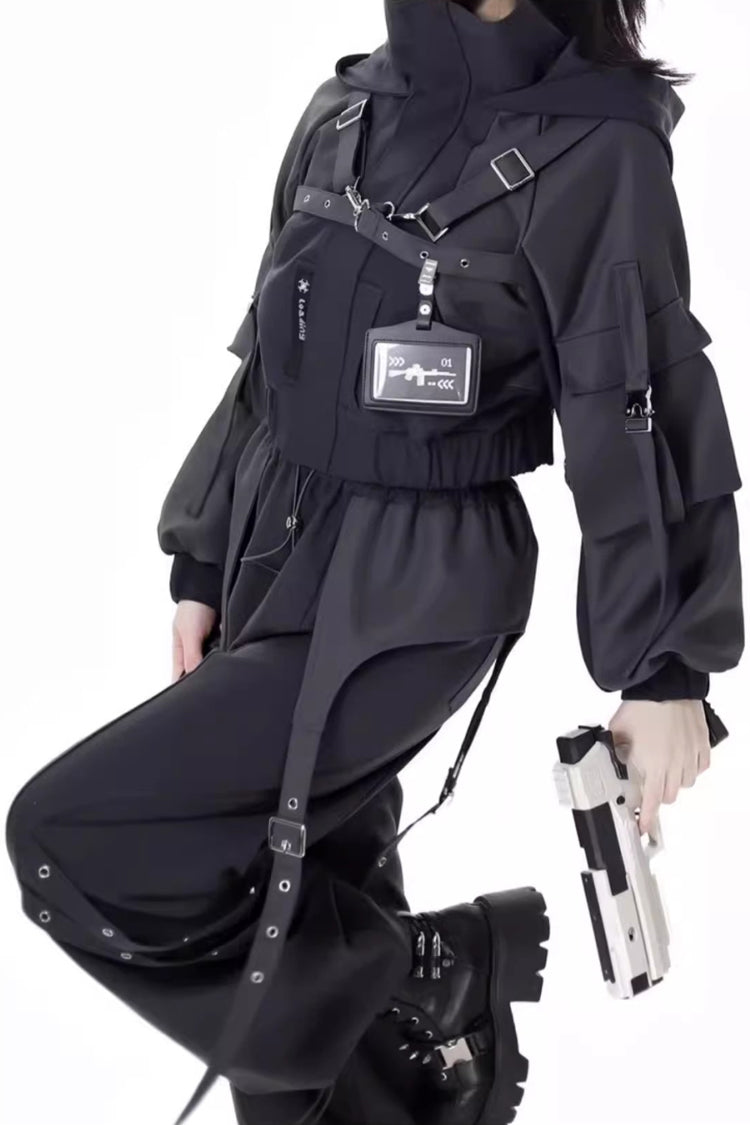 Black [Retrograde Orbit] Long Sleeves Gothic Ouji Lolita Short Coat and Pnats Set