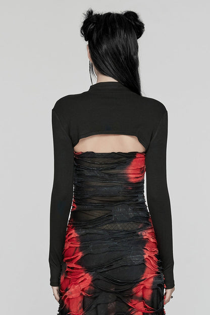 Black Solid Color Long Sleeves Women's Punk Cape