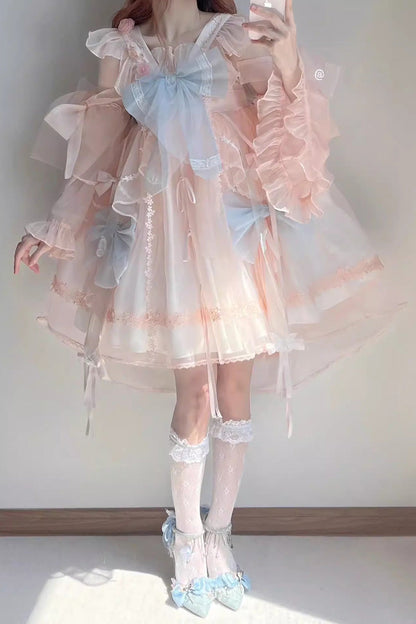 Blue/Pink Bowknot Sweet Chinese Style Princess Lolita Jsk Dress