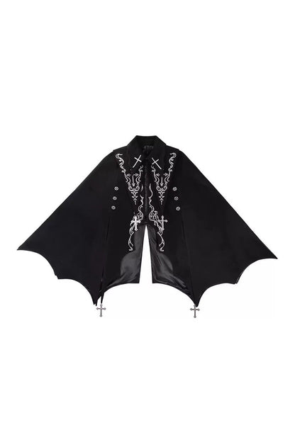 Black [The Eternal Night Descends] Embroidered Ouji Gothic Lolita Cloak Shorts Set
