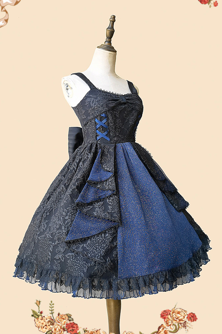 Black/Blue Ruffle Cardigan Bowknot Lace Classic Lolita Dress