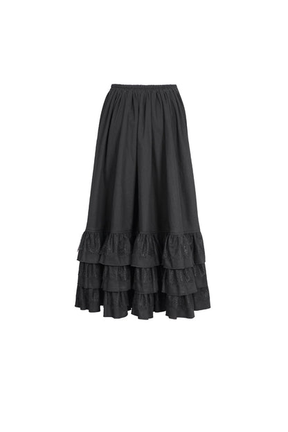 Black Ruffle Matching Belt Womens Gothic Skirt